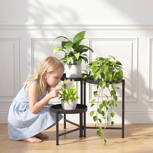 aboxoo 3 Tier Metal Plant Stand Modern NEW, Indoor Outdoor Multi-Tiered Plant Stand Display Tray, Flower Pot Stand for Indoor Home Outdoor Patio Balcony Yard - size: 3 Tier