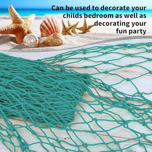 ZUEXT Aqua Decorative Fishing Net 80x40 Inch, Large Picture Fish Net, Wall Photo Hanging Fishnet for Nautical Mermaid Pirate Ocean Themed Hawaii Beach Under the Sea Party Decorations - color: Aqua, size: 80" x 40" - 1 Pack