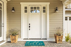 DII Hello Coir Fiber Doormat Non-Slip Durable Outdoor/Indoor, Pet Friendly, 18x30, Aqua - color: Aqua