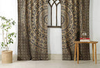 Popular Handicrafts Indian Hippie Bohemian Beautiful Elephant Color Mandala Curtain Panels Black Gold - color: Black Gold, size: 38"W x 83"L (Pack of 2)