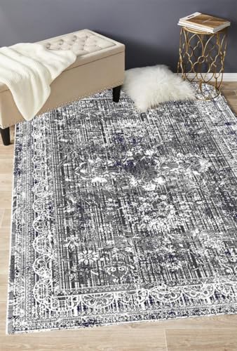 Vintage Antique Distressed Grey Area Rug for Living Room Bedroom Washable Soft Thin Rug Under Dining Coffee Table Retro Boho Office Kitchen Floor Carpet 2x6 - color: D, size: 2' x 6' (Rectangular)