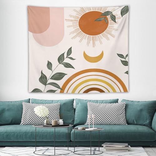 Boho Leaf Tapestry,Orange Spring Summer Palm Leaf Sun Abstract Modern Minimalism Wall Hanging Neutral Home Decor Art for Living Room Bedroom Dorm 40"x30" - color: Boho Leaf-15, size: W40xL30in