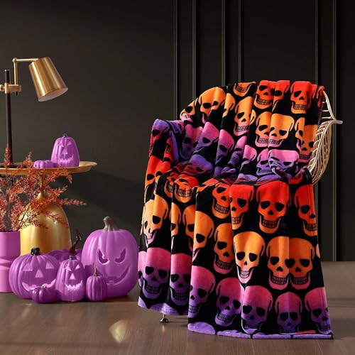 Betsey Johnson - Blanket, Buttery-Soft Throw Blanket for Couch or Bed, Boldly Plush & Oversized Bedding (Skull Ombre Black, 50" x 70") - color: Skull Ombre Black
