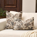 Yangest Flower Pillow Cover 12 x 20 Inches, Nature Chenille Rectangle Throw Pillow Cover Soft Luxury Neutral Accent Couch Pillow Cover for Living Room Bedroom, Beige - color: Beige, size: 20" x 12" (Pack of 1)