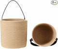 2-Pack Jute Rope Wall Baskets,small Woven Fern Storage Hanging Rope Basket,Bohe Storage Basket for Organizing Daily Essentials Flower Plants Wall Basket Decor