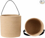 2-Pack Jute Rope Wall Baskets,small Woven Fern Storage Hanging Rope Basket,Bohe Storage Basket for Organizing Daily Essentials Flower Plants Wall Basket Decor