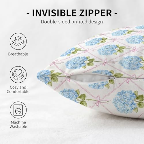 YOU FOUND ME Boho Throw Pillow Covers 18x18 Inch, Vintage Bohemian Carpet Print Pillowcase, Soft Decorative Cushion Cover for Couch Sofa Bedroom Living Room Decor (Blue&Pink) - color: Blue&pink