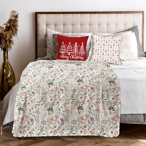 Watercolor Floral Throw Blanket for Couch, Cottagecore Home Decor, Vintage Nature Wildflower Botanical Throw Blanket for Bedroom Living Room Home Decoration, 50x60 Inches - color: Color_3