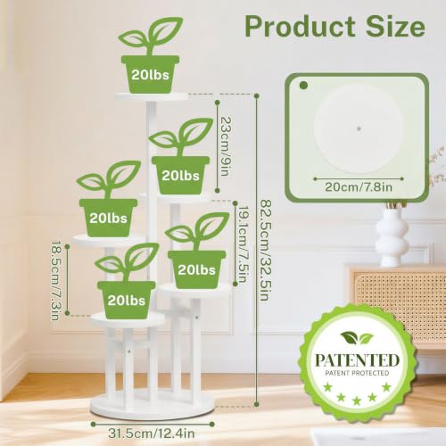 iDavosic.ly 5 Tier Plant Stand Indoor, Tiered Corner Wood Multiple Flower Holder Shelf, Tall Orchid Display Rack for Living Room Bedroom, White - color: Pine White, size: 5 Tiers