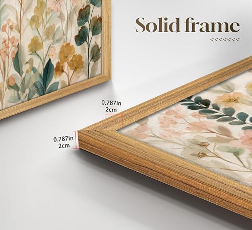 Vexlynora Vintage Watercolor Floral Framed Wall Art - Cottagecore Pastel Flower Canvas Wall Decor Boho Plant painting Picture Retro Country Botanical Artwork for Living Room Bedroom - color: Floral, size: 16"L x 12"W