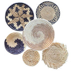 Laquedecraft Boho Round Handmade Wall Basket Decor | Woven Seagrass Rattan Wicker Wall Decor Hanging Rustic Flat Elegant Wall Art for Farmhouse Living Rooms Bedrooms Display Table Settings Kitchen Home (Bohemian, 6) - size: Set of 6, style: Bohemian