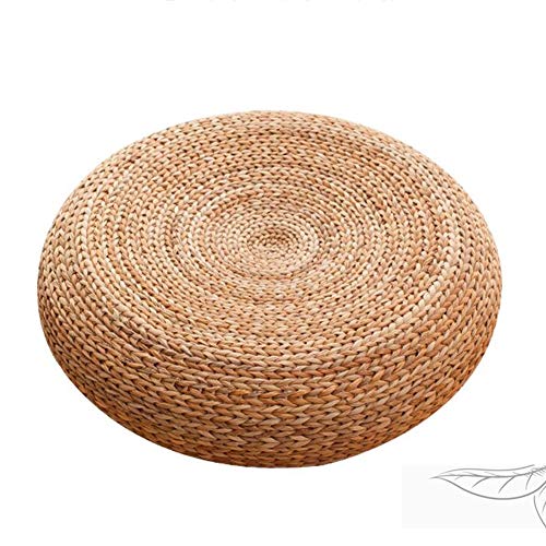 Etlegor Pouffes and Footstools, Futon Pouf Futon Cushion Stool Japanese Style Tatami Mat Cattail, Banana Leaf Hand-Woven Natural and Environmentally Friendly for B&B/Tatami/Meditation Futon - color: Natural-fully Woven, size: 15.8"D x 15.8"W x 6.7"H