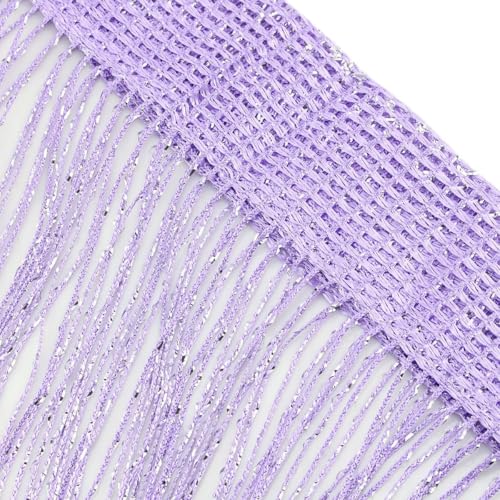 1x2M Door String Curtain Rare Flat Silver Ribbon Thread Fringe Window Panel Room Divider Cute Strip Tassel for Wedding Coffee House Restaurant Parts, Purple - color: Purple
