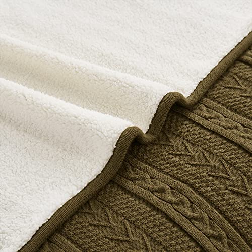 Longhui bedding Dark Brown Acrylic Cable Knit Sherpa Throw Blanket - Thick, Soft, Big, Cozy Dark Brown Knitted Fleece Blankets for Couch, Sofa, Bed - 50 x 63 Inches - color: Dark Brown, size: 50" x 63", Standard