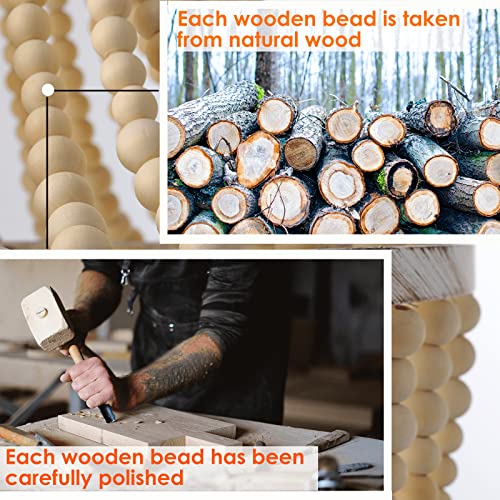 3-Light Mini Wood Beaded Bohemian Plug in Chandelier Dimmable and Timer Pendant Light Fixture with 16.4ft Swag Cord,Antique Metal Finish Natural Color Beads,Dining Room,Living Room,Foyer,Bedroom… - color: White distressed, size: Plug in-3 Light