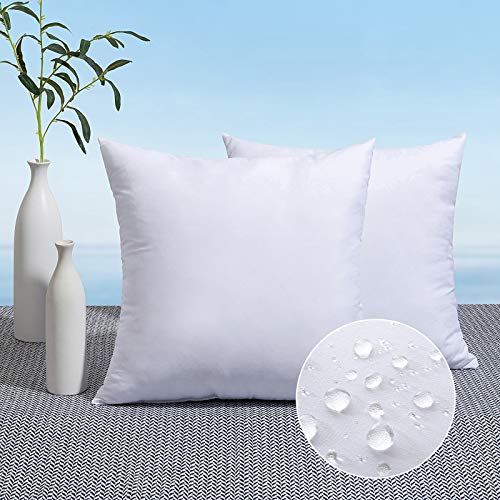 MIULEE Pack of 2 18x18 Outdoor Pillow Inserts, Outdoor Throw Pillows Water-Resistant Decorative Premium Square Pillow Stuffer Sham for Porch Swing Couch Sofa Cushion Patio Furniture - size: 18x18 Inch