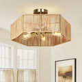 21.2" Rattan Ceiling Light 5-Light Boho Light Fixture Bohemian Ceiling Light Fixture for Bedroom Living Room Dining Room, Bulb NOT Included