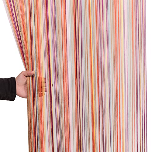 HSYLYM Spaghetti String Curtains for Doorways Privacy Door Frame Tassel Hippy Wall Kitchen Hallway Boho Fringe Curtain Hanging Door Room Dividers Decor 1 Panel（39×110in/100×280cm,Multicolor） - color: Multi Color, size: 39"W x 110"L (Pack of 1)