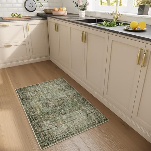 Machine Washable Throw Rugs for Entryway: Door Mat Indoor Entrance 2x3 Small Rug Stain Resistant Non-Slip Low Pile Soft Carpet for Kitchen Front Door Indoor Entrance Entry Bedroom - color: Black and Green, size: 2' x 3' (Rectangular)