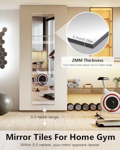 Full Length Wall Mirror Tiles, 12'' x 12'' x 4PCS, Acrylic Unbreakable Full Body Mirror for Bedroom Squares Shatterproof Mirror Sheets Wall Mounted for Home Gym Door Plexiglass Mirrors Safe for Kids - size: 12x12Inchx4Pack