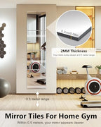 Full Length Wall Mirror Tiles, 12'' x 14'' x 4PCS, Acrylic Unbreakable Full Body Mirror for Bedroom Squares Shatterproof Mirror Sheets Wall Mounted for Home Gym Door - size: 12x14Inchx4Pack