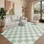GarveeHome Checkered Sage Green 3x5 Washable Rug Geometric Diamond Dot Modern Soft Low-Pile Girls Small Rug for Bedroom Nursery Living Room Entryway Non-Slip TPE Backing - color: Sage Green, size: 3' x 5' (Rectangular)