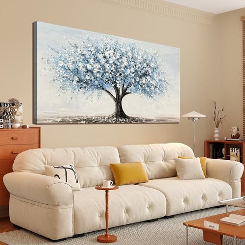 Canvas Wall Art Decor Wall Art Pictures for Living Room Vintage White Blue Wall Art Prints Tree of Life Wall Art Decorations Canvas Art Wall Decor Artwork for Walls Bedroom Office Decor 20" X 40" - color: XY-01J, size: 40"L x 20"W