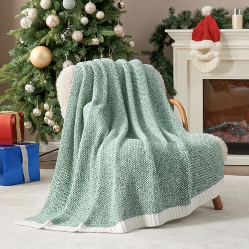 Snuggle Sac Green Throw Blanket, Ultra Soft Warm Blankets for Couch, Cozy Knit Fuzzy Plush Throws Blanket for Sofa, Bed,Living Room, Heather Green, 50x60 inches - color: Green, size: Throw(50"x60")