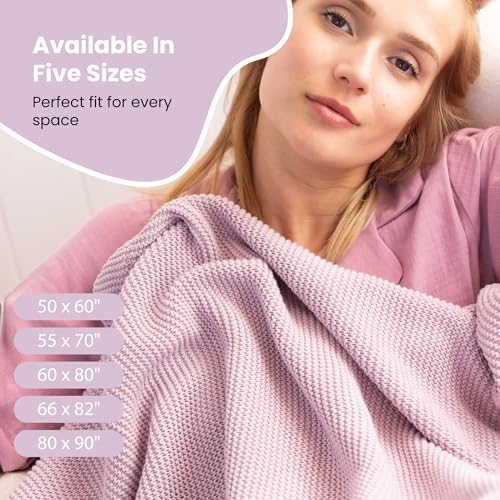 Dalisa 100% Organic Turkish Cotton Throw Blanket - GOTS Certified, Cozy - Perfect for Couch, Bed, and Home Decor - Boho Vintage Knit Alina (Lavender Frost, 50x60) - color: Lavender Frost, size: 50x60
