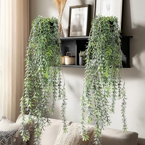 Artificial Hanging Plant 2 Pcs Faux Plant Ivy Vine Faux Eucalyptus Vines Fake Potted Greenery for Wall Living Room Home Shelf Office Bathroom Outdoor Indoor Decor (Type 5) - color: Type 5