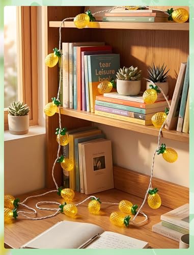 GOOTHY Pineapple String Lights, 8.5Ft Tropical Beach Themed Party Decorations Patio String Lights with 10 Outdoor Pineapple Lights for Home Summer Party Camping Bars Hawaiian Theme Wedding Decor - color: Yellow Pineapple Lights