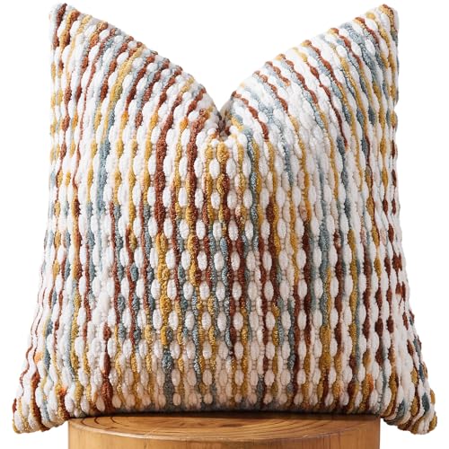 AmHoo Boho Chenille Pillow Cover Decorative Tufted Pillowcase for Couch Bed Sofa Bedroom Living Room Modern 20 x 20-Inch Brown - color: Brown, size: 20" x 20" (Pack of 1)