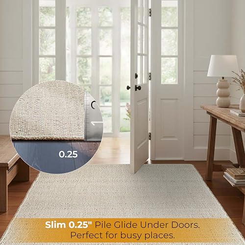 GRUHUM Jute Cotton Area Rug 3'x5'ft Rectangle Hand Woven Natural Farmhouse Rug -Living Room, Bedroom, Kitchen, Hallways, Entryways- Rustic Vintage Bohemian Eco-Friendly Home Décor 3x5ft Doormat - color: Natural - Ivory, size: 3' x 5' (Rectangular)
