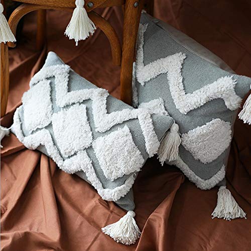 LEVINIS Cute Bohemian Pillow Covers 20 x 20 Inch, Super Soft Square Pillow Sham Pillowcase Cushion Case for Sofa Couch Bedroom Car Living Room - color: Grey White, size: 20" x 20" (Pack of 1)