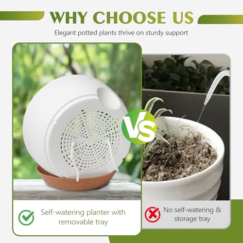 GARDIFE Hanging Planters for Indoor Outdoor Plants, 2 Pack Self Watering Hanging Pot with Drainage Holes & Removable Tray (White, 10 inch) - color: White, size: 10 inch