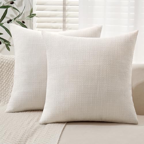 MIULEE 24x24 Inch Euro sham Burlap Linen Pillow Covers Set of 2 - Cream White Washed Soft Skin-Friendly Texture Christmas Decorative Throw Pillows Home Decor for Farmhouse Modern Sofa,Bed,Couch,Patio - color: Cream White, size: 24" x 24" (Pack of 2)