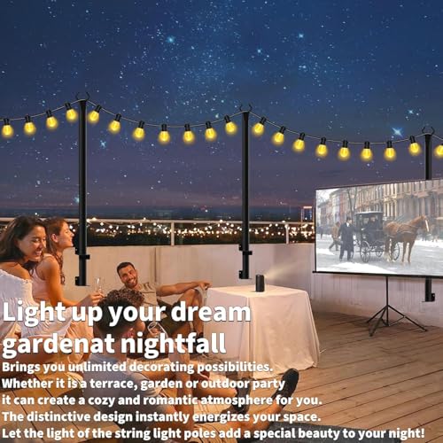 SINLEY 2 Pack 5Ft String Light Poles,Light Poles for Outside String Lights,Outdoor Light Poles with Fork,Metal Pole Stand for Patio,Backyard,Deck - style: 2 Pack 5Ft