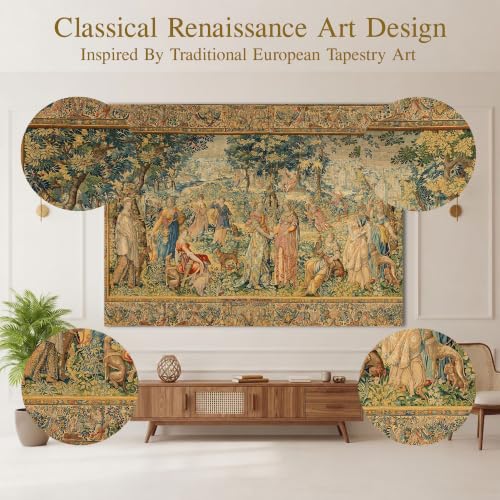 LATETOMT Medieval Tapestry Wall Hanging 60x44in, Renaissance Court Scene Wall Art, Vintage Polyester Tapestry for Living Room Bedroom Dorm LTMTAYW442 - color: Brown-1, size: 60"L x 44"W