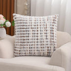 LUOYEHK Boho Throw Pillow Covers 18x18 Inch Set of 2 Farmhouse Neutral Pillow Covers Chenille Tufted Pillowcase for Couch Sofa Bed Living Room, Brown White - color: Brown White, size: 18" x 18" (Pack of 2)