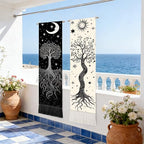 seewan 2 Pack Long Vertical Wall Tapestry, Boho Nature Landscape & Floral Aesthetic Wall Hanging for Bedroom Living Room Home Decor, Long Narrow Art Tapestry with Sunrise Mountain Botanical Designs, 13" × 51" (Night Forest Moon, 13"Wx51"H, Unframed) - col