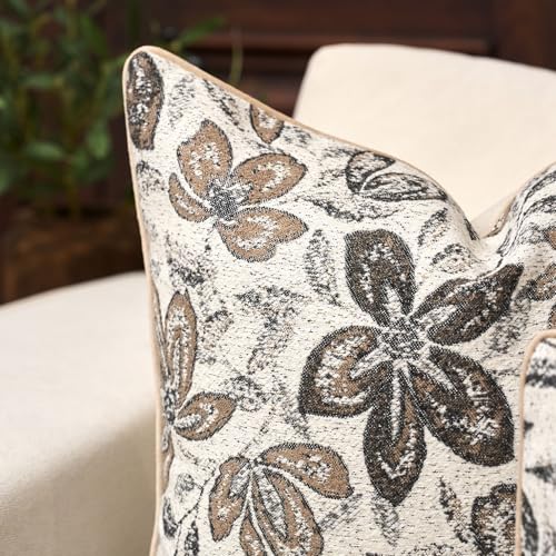 Yangest Flower Pillow Cover 20 x 20 Inches, Nature Chenille Square Throw Pillow Cover Soft Luxury Neutral Accent Couch Pillow Cover for Living Room Bedroom, Off White - color: Off White, size: 20" x 20" (Pack of 1)