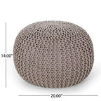 Nahunta Knitted Round Pouf - Cotton - Brown - color: Brown