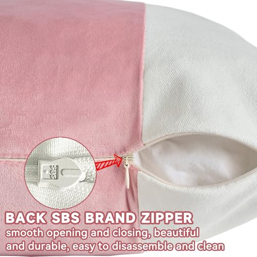 AmHoo Pack of 2 Velvet Panel Cotton Pillow Covers Decorative Pillowcase Cushion for Couch Sofa Bedroom 18 x 18-Inch Tickled Pink - color: Tickled Pink, size: 18" x 18" (Pack of 2)