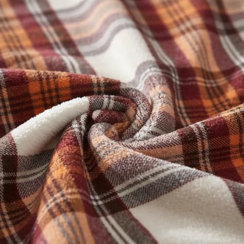 Eddie Bauer - Sherpa Throw Blanket for Couch 50x60 – Ultra Soft Reversible Fleece & Plush Sherpa Blanket, Warm Cozy Plaid Throw Blanket for Sofa, Bed, Living Room, Cabin Decor - color: Edgewood Plaid Red