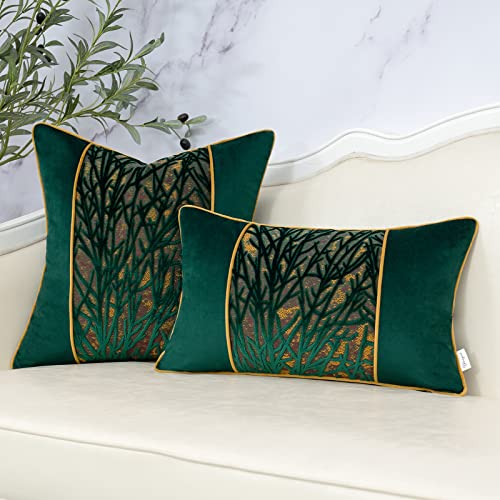 Yangest Green Twigs Throw Pillow Cover Velvet Branches Velvet Cushion Case Neutral Pillowcase for Sofa Couch Bedroom Living Room Home Decor,18x18 Inch - color: Green Twigs, size: 18" x 18" (Pack of 1)