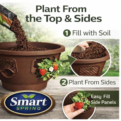 Ultimate Hanging Baskets - Strawberry, Tomato, Flower, and Herb Outdoor Planters - Use Garden Pots for Growing Plants Outside On A Deck, Fence, or Balcony (Mocha 2pk) - color: Mocha
