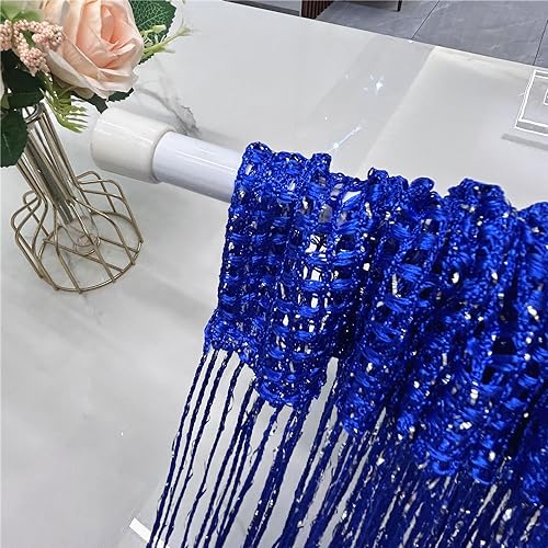 ave split Decorative Door String Curtain Wall Panel Fringe Window Room Divider Blind Divider Tassel Screen Home 100cm*200cm (Royal blue18) - color: Royal Blue18