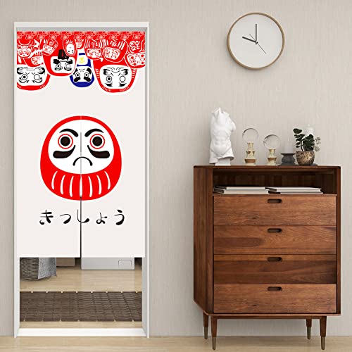 LIGICKY Noren Japanese Style Doorway Curtain Doll Daruma Printed Window Treatment Door Tapestry for Home Decoration 33.5" Width x 59" Long - color: Doll Daruma, size: 33.5"W x 59"L (Pack of 1)