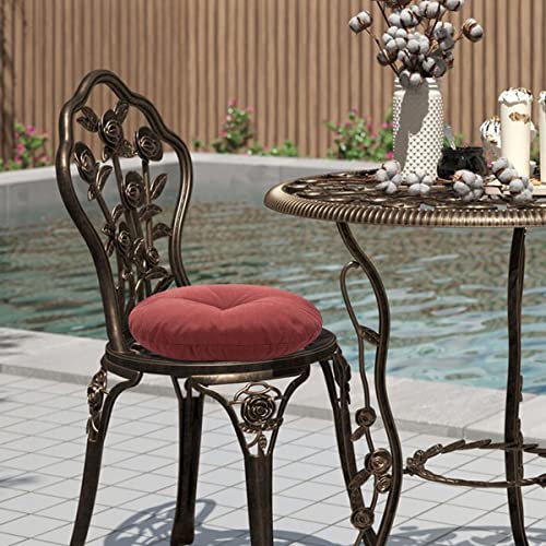 FUNHOME Bistro Chair Cushions 15 inch,Set of 2,Tufted Round Chair Cushions with Ties,15"x15"x4",Water Resistant Round Seat Cushion for Barstool Chairs,Patio Garden Kitchen Outdoor Furniture(Rust Red) - color: Rust Red, size: 15"x15"