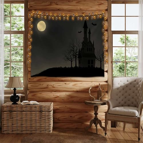 Haunted Gothic Castle Under Full Moon Tapestries Vintage Rustic Boho Wall Art Wall Hanging Wall Decor Whimsical Elegant Home Decoration for Bedroom Living Room Dorm Apartment (LHGT288,70x90 inch) - size: 70x90 inch
